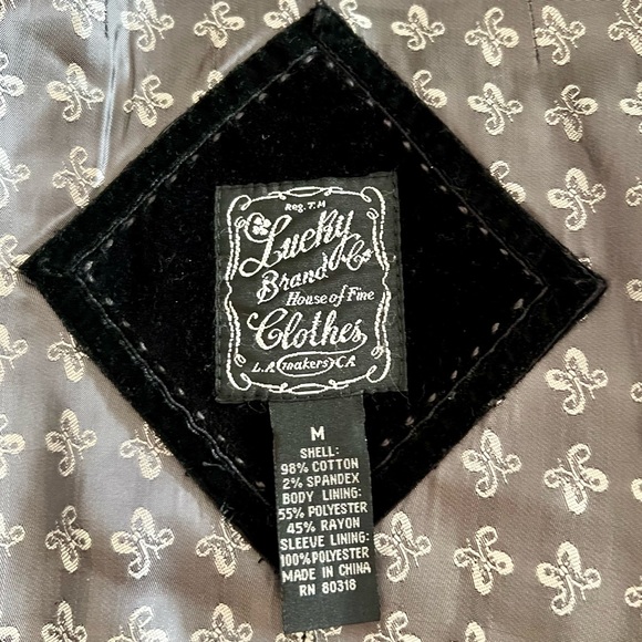 Lucky Brand women’s black velvet blazer jacket size medium - Picture 3 of 3